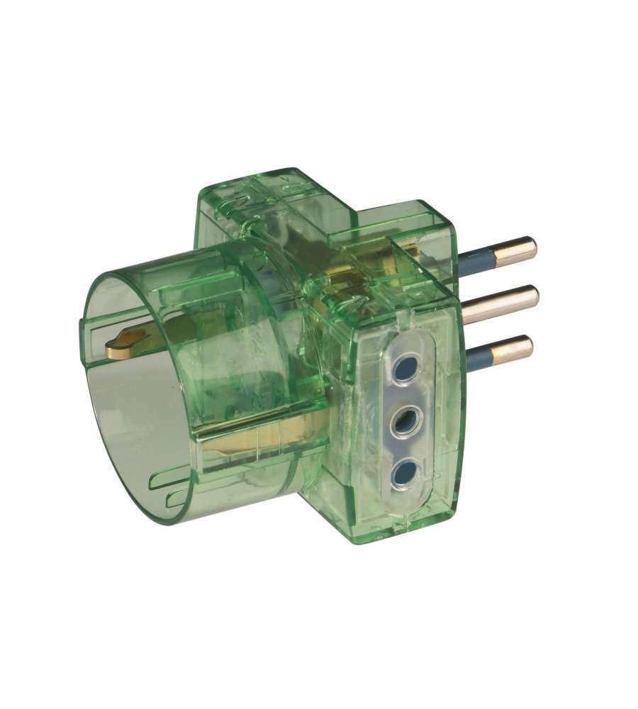 Adattatore presa tripla colore verde trasparente Polypool Adattatore presa tripla colore verde trasparente Polypool